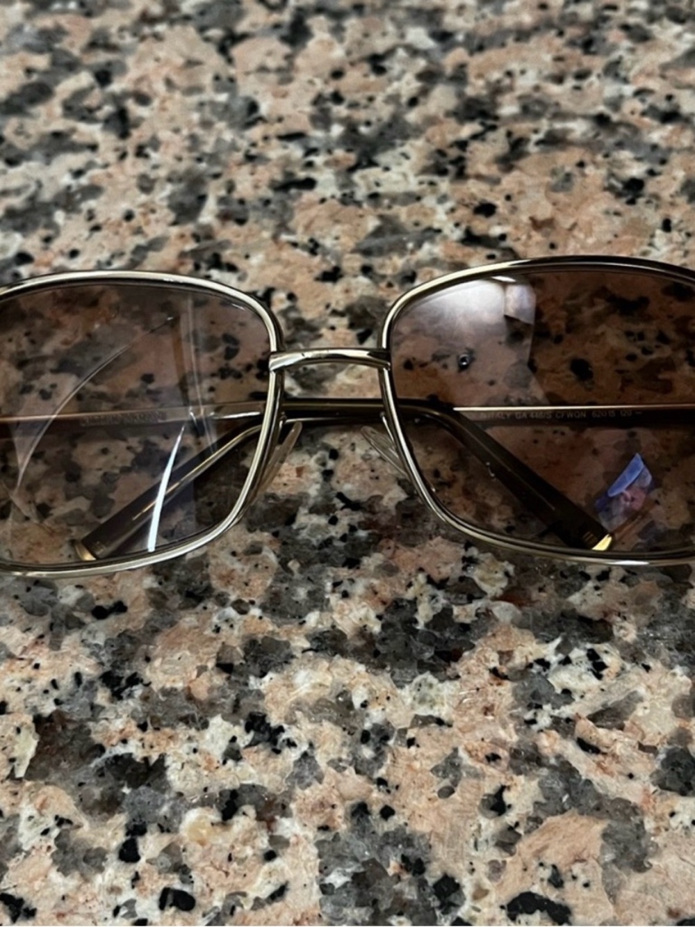 Giorgio Armani Silver Rectangular Sunglasses with Ivory Case